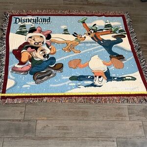 Disneyland Resort Holiday Ice Skating Throw Blanket - Red/Blue